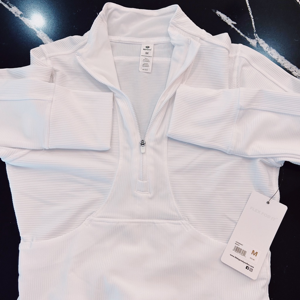 White Work Out Zip Up, Athletic Sweater